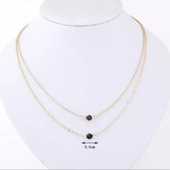 Jewelry - Gold Filled Black Bead Multilayer Necklace